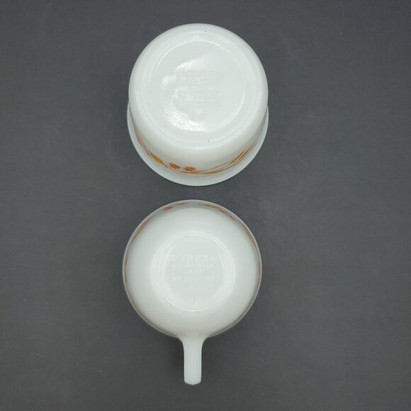 Pyrex Harvest Home Open Sugar Bowl Coffee Cup Wheat Yellow Orange Flowers - Picture 11 of 12